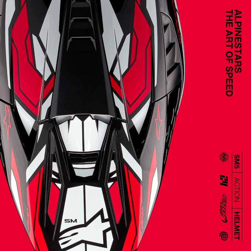 Motokrosová helma Alpinestars S-M5 Action 2 černo-bílo-fluo červená