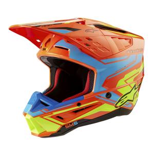 Motokrosová helma Alpinestars S-M5 Action 2 fluo oranžovo-světle modro-fluo žlutá
