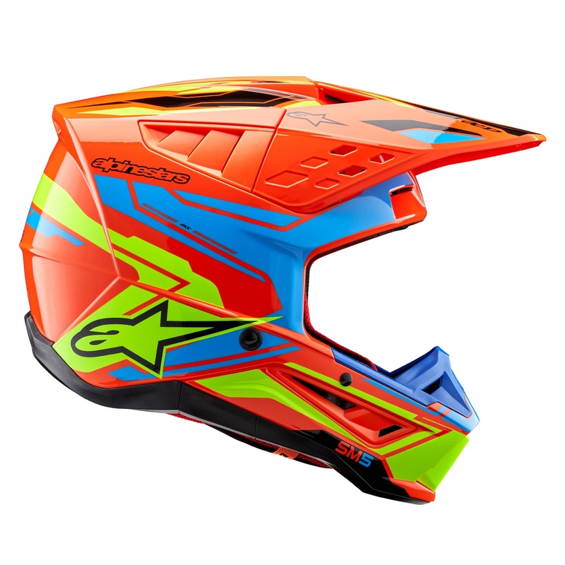 Motokrosová helma Alpinestars S-M5 Action 2 fluo oranžovo-světle modro-fluo žlutá