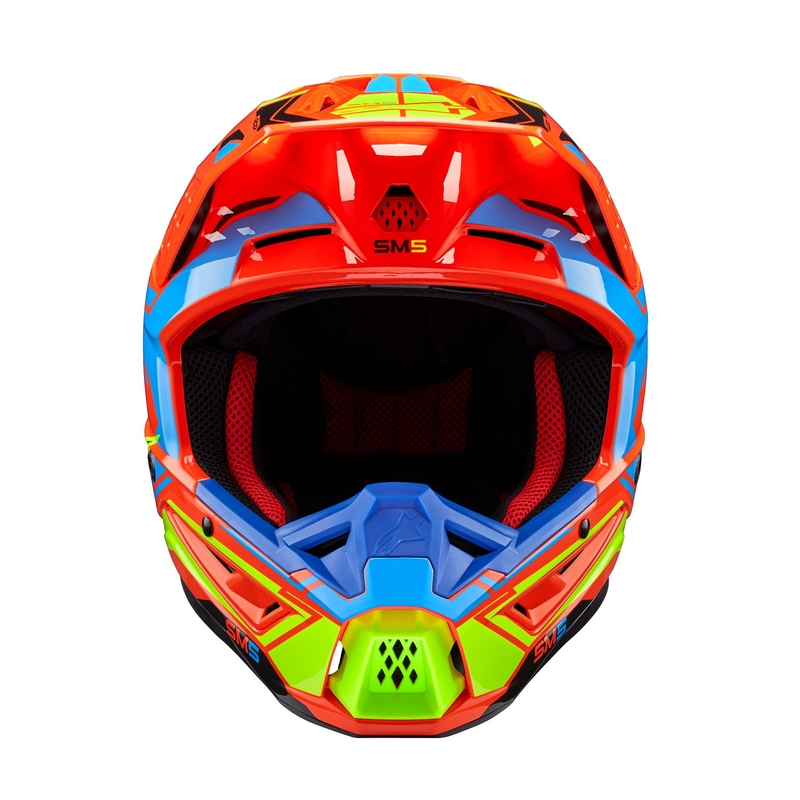Motokrosová helma Alpinestars S-M5 Action 2 fluo oranžovo-světle modro-fluo žlutá