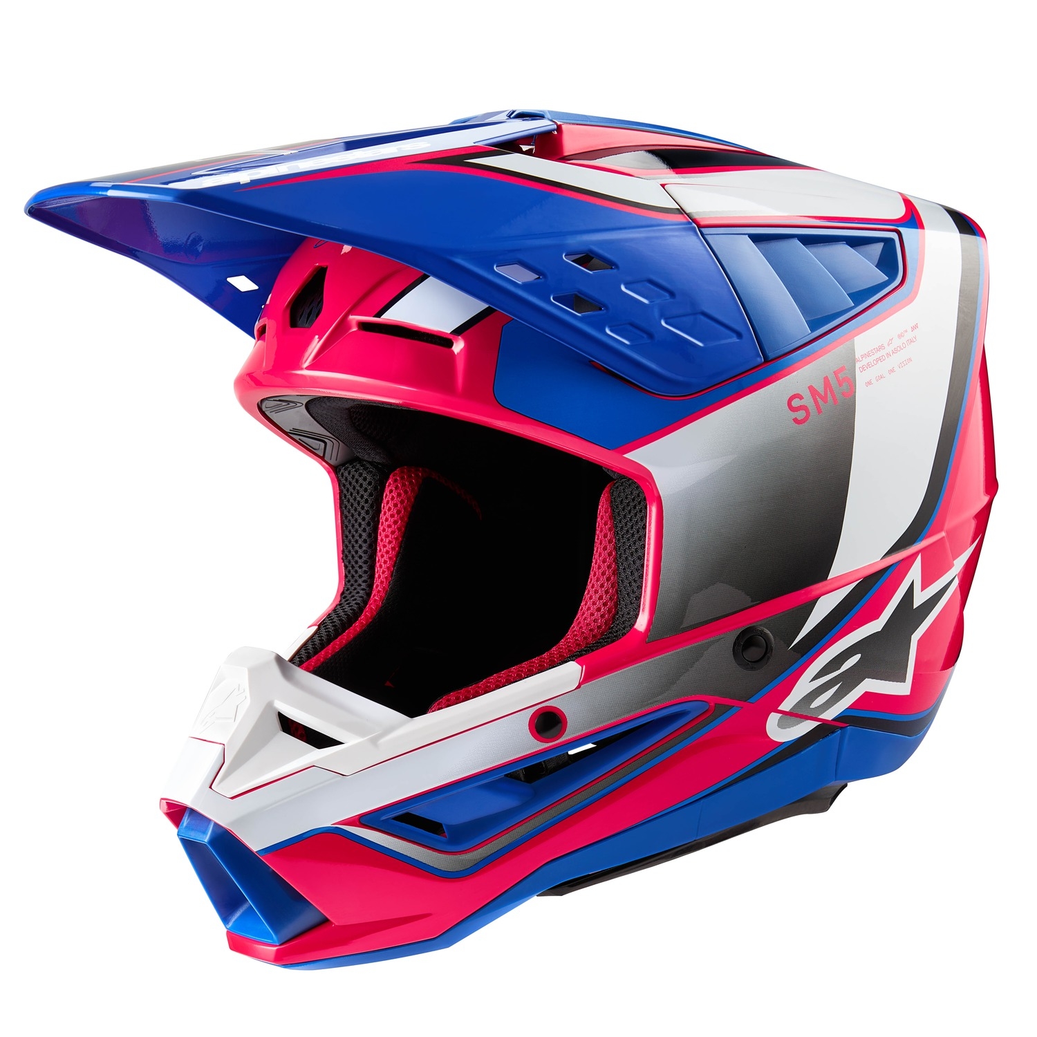 Motokrosová helma Alpinestars S-M5 Sail bílo-růžovo-modrá Velikost: XS
