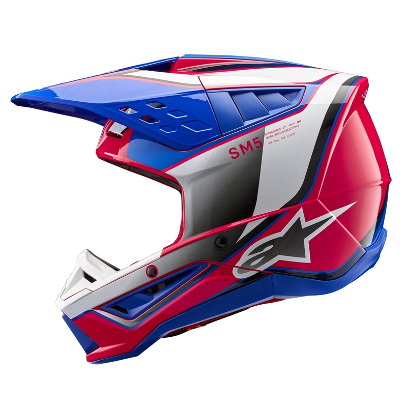 Motokrosová helma Alpinestars S-M5 Sail bílo-růžovo-modrá