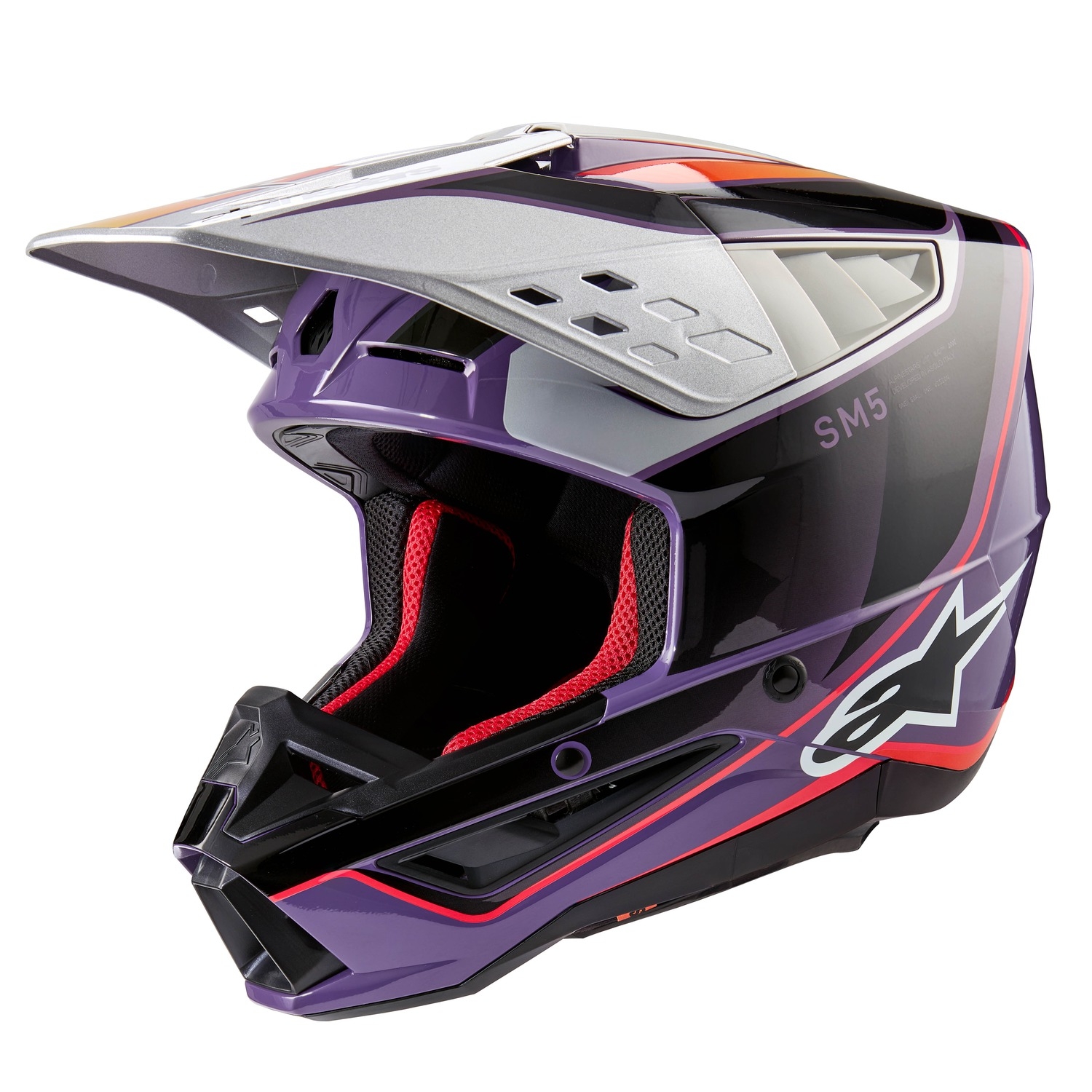 Motokrosová helma Alpinestars S-M5 Sail fialovo-černo-stříbrná Velikost: XS
