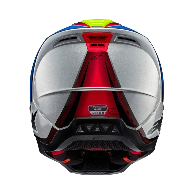 Motokrosová helma Alpinestars S-M5 Sail fluo žluto-modro-stříbrná