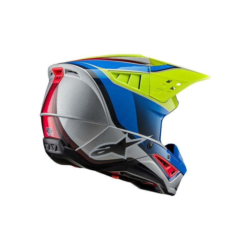 Motokrosová helma Alpinestars S-M5 Sail fluo žluto-modro-stříbrná