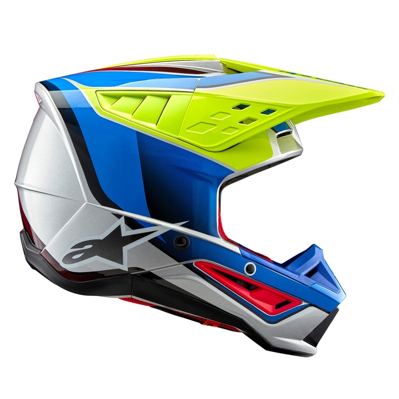 Motokrosová helma Alpinestars S-M5 Sail fluo žluto-modro-stříbrná