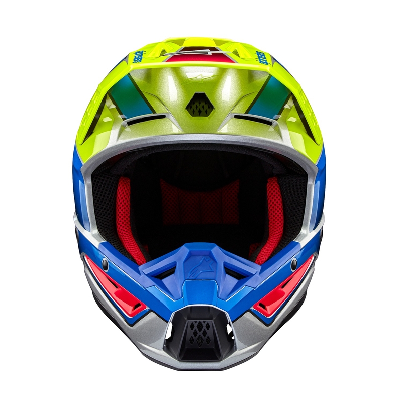 Motokrosová helma Alpinestars S-M5 Sail fluo žluto-modro-stříbrná