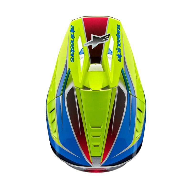 Motokrosová helma Alpinestars S-M5 Sail fluo žluto-modro-stříbrná