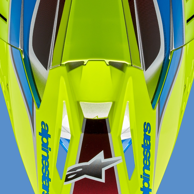 Motokrosová helma Alpinestars S-M5 Sail fluo žluto-modro-stříbrná