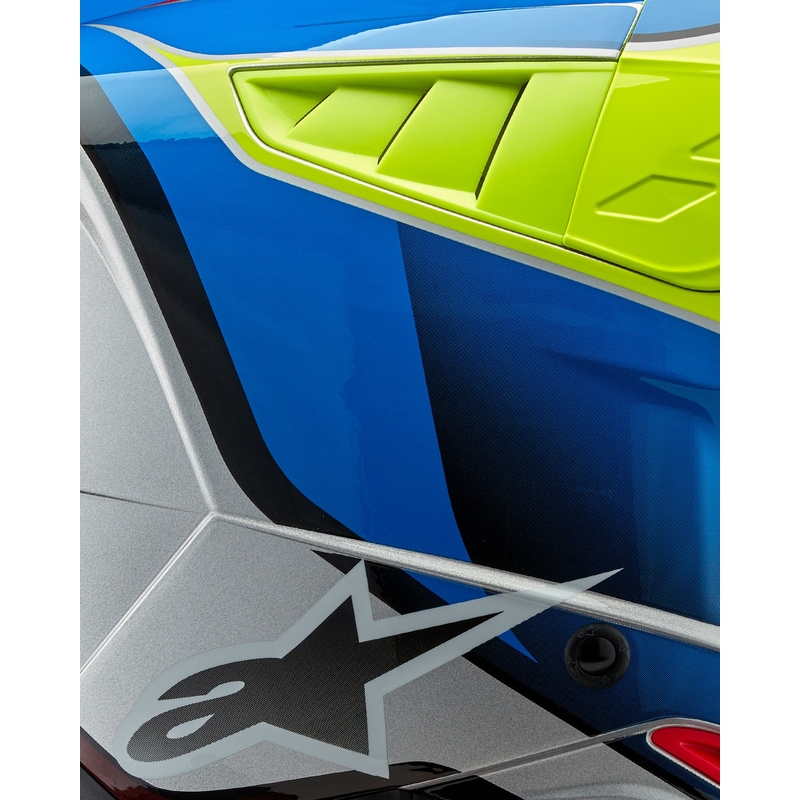 Motokrosová helma Alpinestars S-M5 Sail fluo žluto-modro-stříbrná