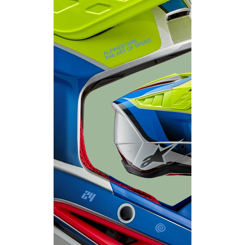 Motokrosová helma Alpinestars S-M5 Sail fluo žluto-modro-stříbrná