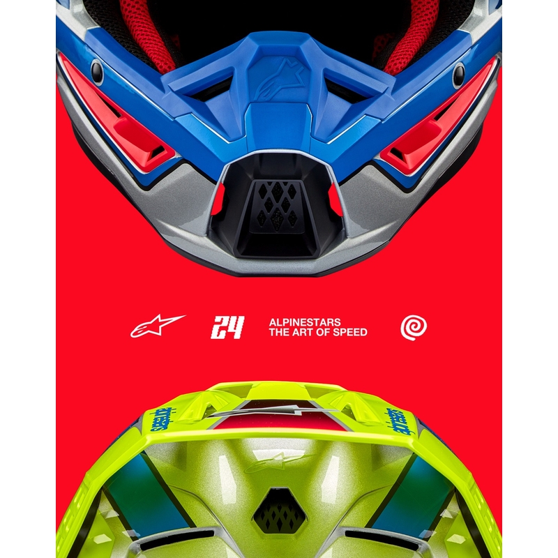 Motokrosová helma Alpinestars S-M5 Sail fluo žluto-modro-stříbrná