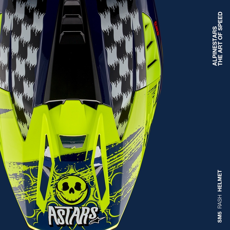 Motokrosová helma Alpinestars S-M5 Rash modro-fluo žlutá