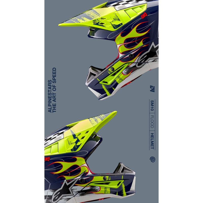 Motokrosová helma Alpinestars S-M5 Rash modro-fluo žlutá