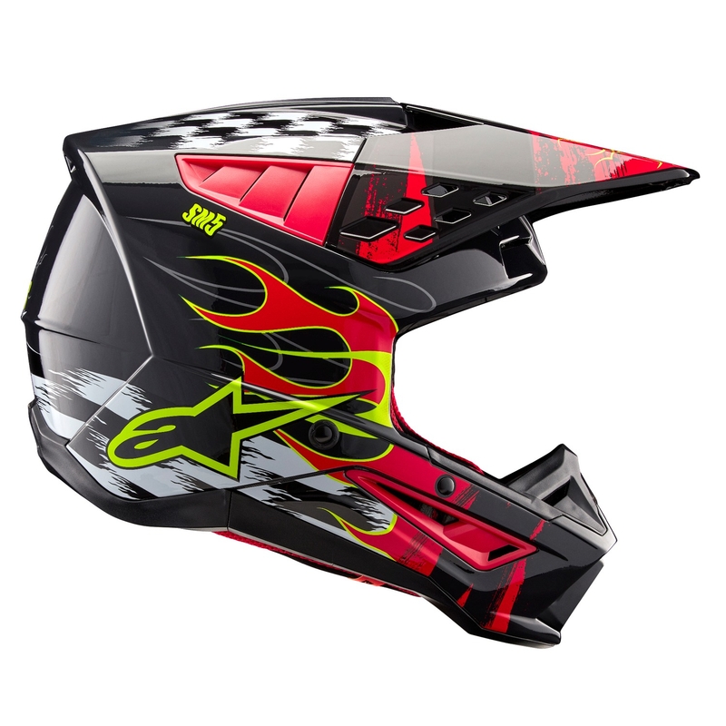 Motokrosová helma Alpinestars S-M5 Rash šedo-fluo červená