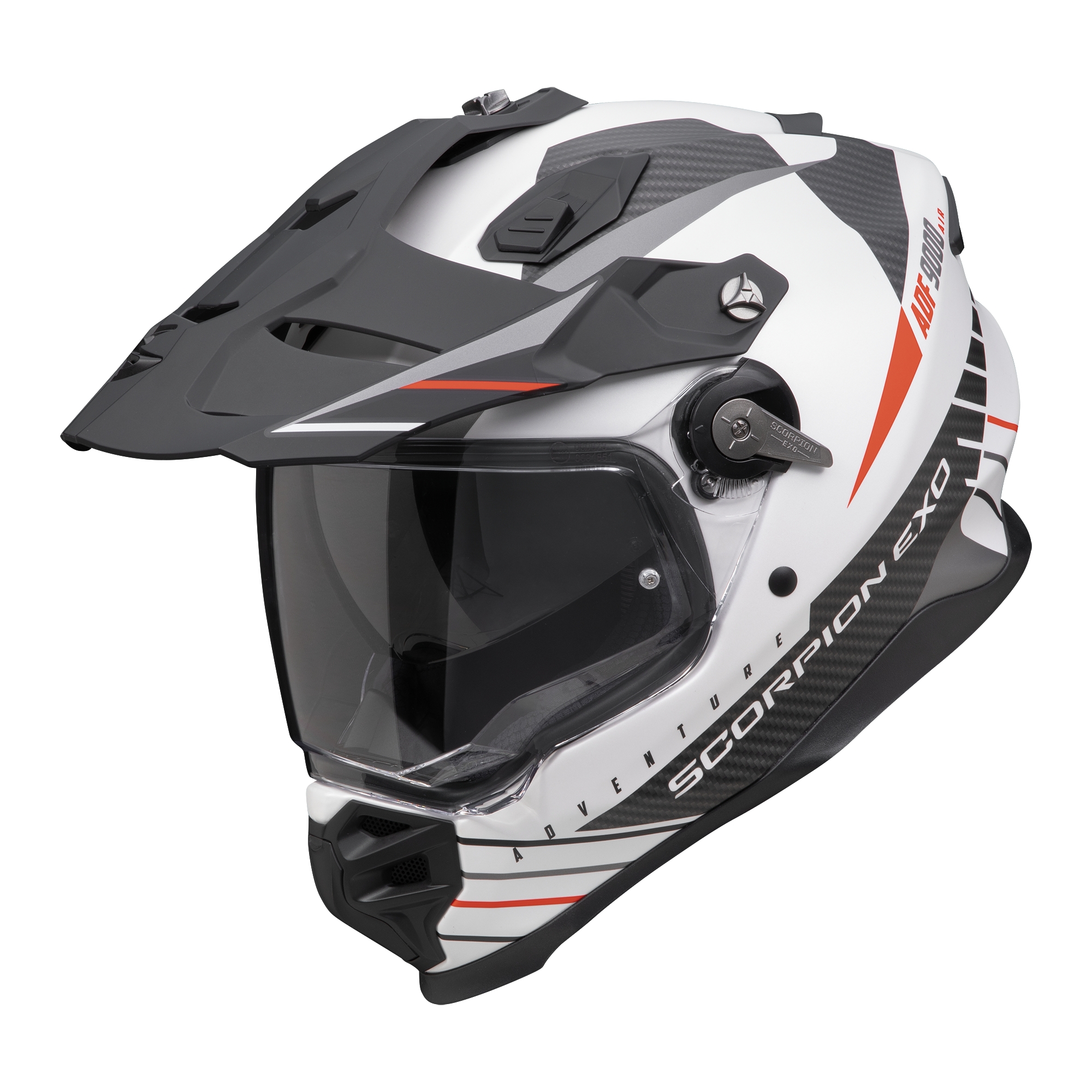 Enduro helma Scorpion ADF-9000 Air Feat matná bílo-černo-červená Velikost: XS
