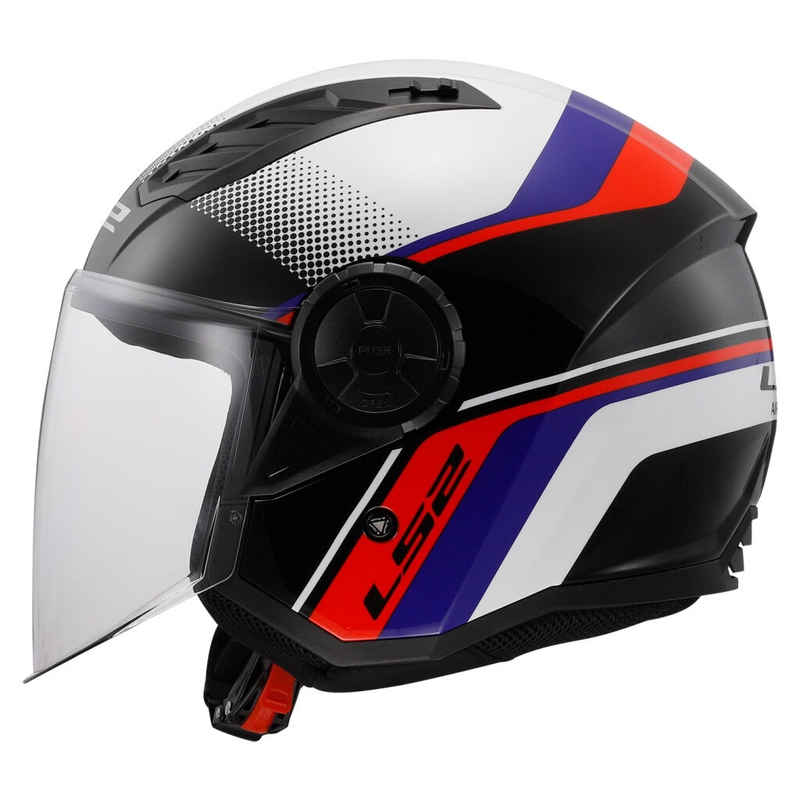 Otevřená helma na motorku LS2 OF616 Airflow II Rush bílo-modro-červená