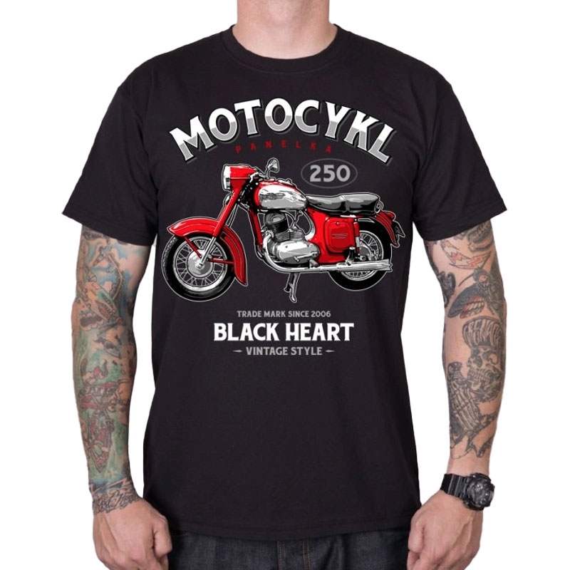 Tričko Black Heart Motocykl Panelka černé