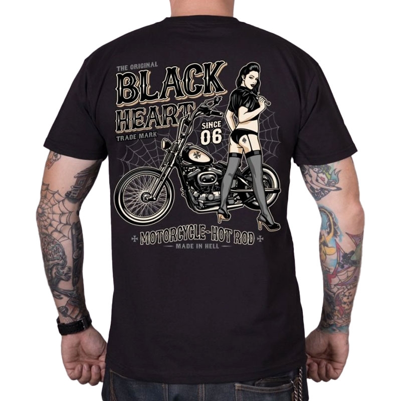 Tričko Black Heart Chopper Pussy černé Velikost: M