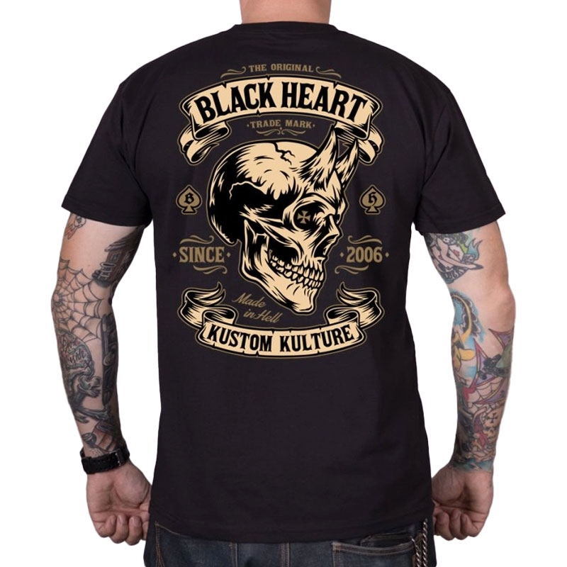 Tričko Black Heart Devil Skull černé Velikost: M
