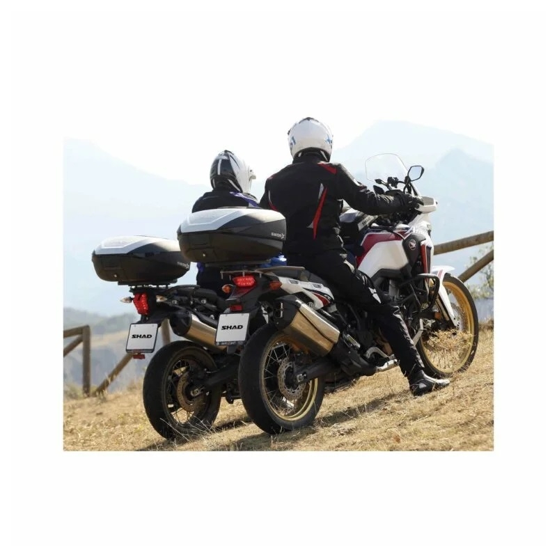 Vrchní kufr na motorku SHAD SH59X černý s hliníkovým krytem (rozšiřitelný koncept) se zámkem PREMIUM SMART