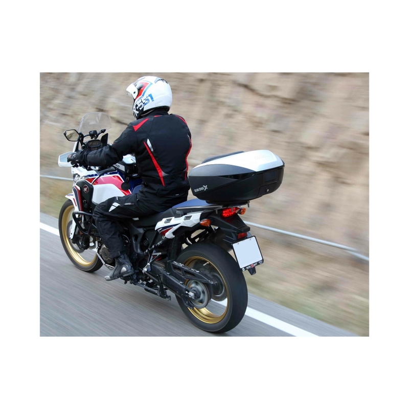 Vrchní kufr na motorku SHAD SH59X černý s hliníkovým krytem (rozšiřitelný koncept) se zámkem PREMIUM SMART