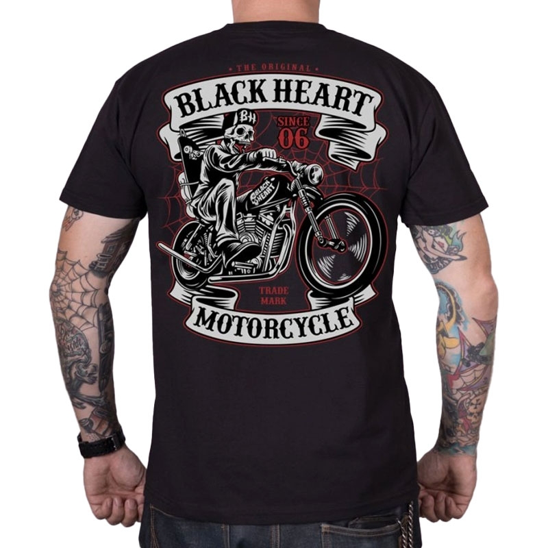 Tričko Black Heart Skeleton Chopper černé Velikost: M