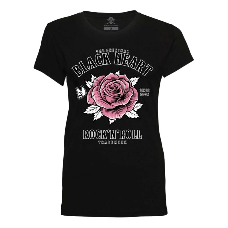 Dámské triko Black Heart Rock N Roll Rose černé