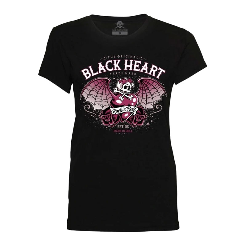 Dámské triko Black Heart Wings Heart černé