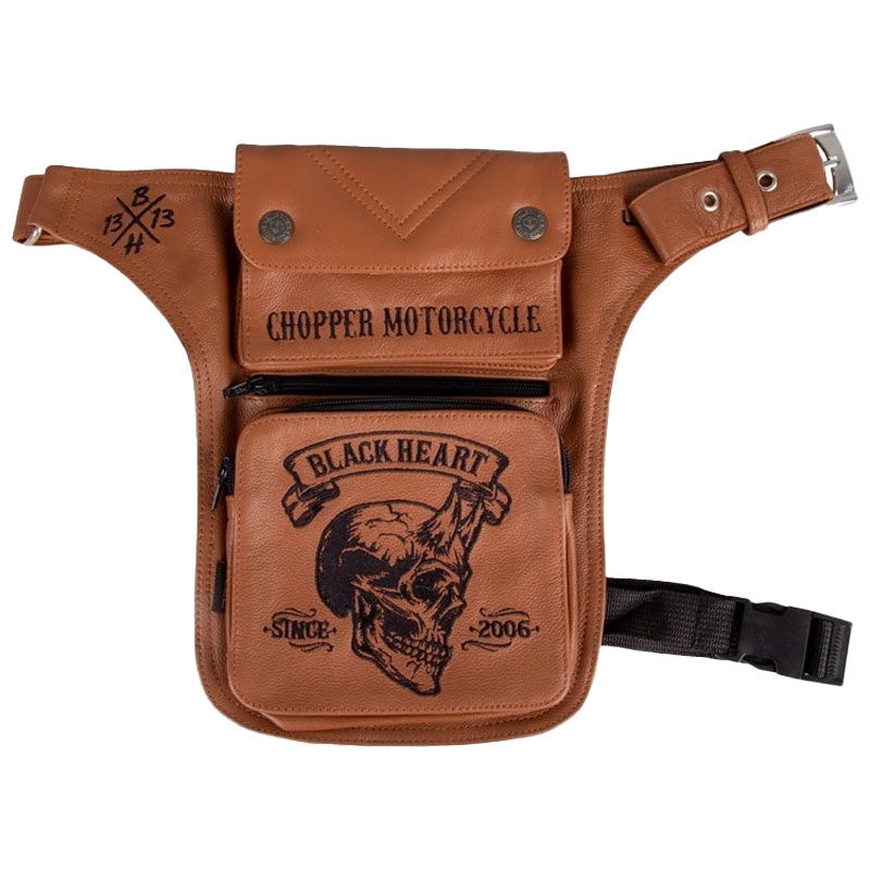 Kapsa stehenní Black Heart W-TEC Devil Skull Brown Leather hnědý