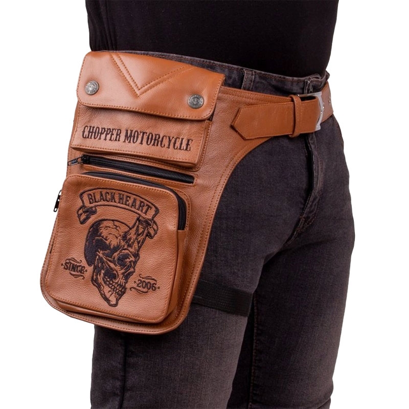 Kapsa stehenní Black Heart W-TEC Devil Skull Brown Leather hnědý