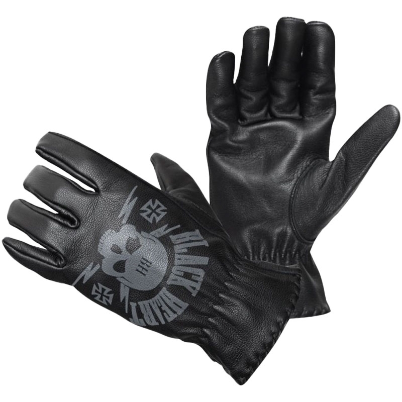 Rukavice na chopper Black Heart Skull Gloves černé