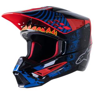 Motokrosová helma Alpinestars S-M5 Solar Flare černo-modro-fluo červeno- fluo žlutá