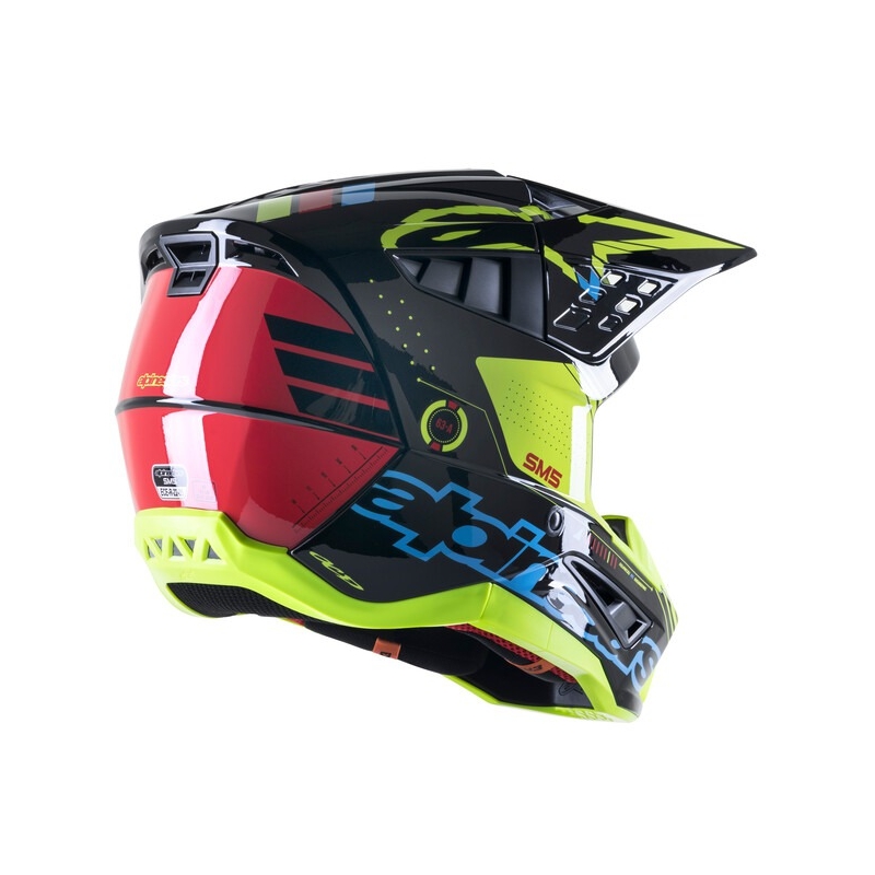 Motokrosová helma Alpinestars S-M5 Action fluo žluto-černo-modro- tmavě červená