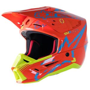 Motokrosová helma Alpinestars S-M5 Action oranžovo-fluo žluto-světle modrá