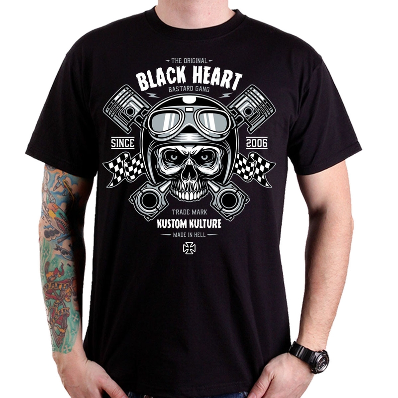Pánské triko Black Heart Piston Skull