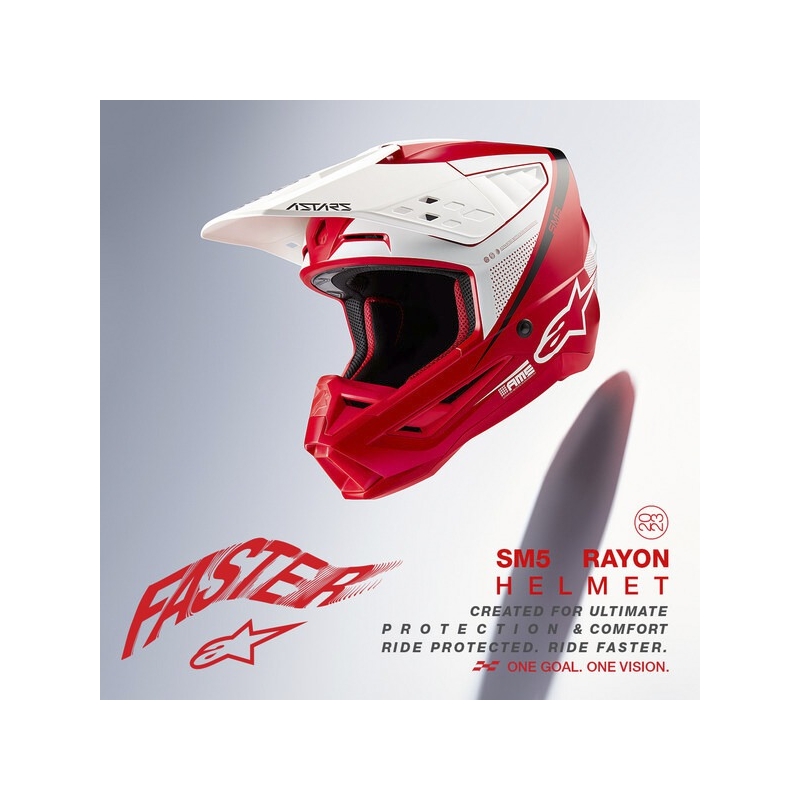 Motokrosová helma Alpinestars S-M5 Rayon červeno-bílo-černá matná