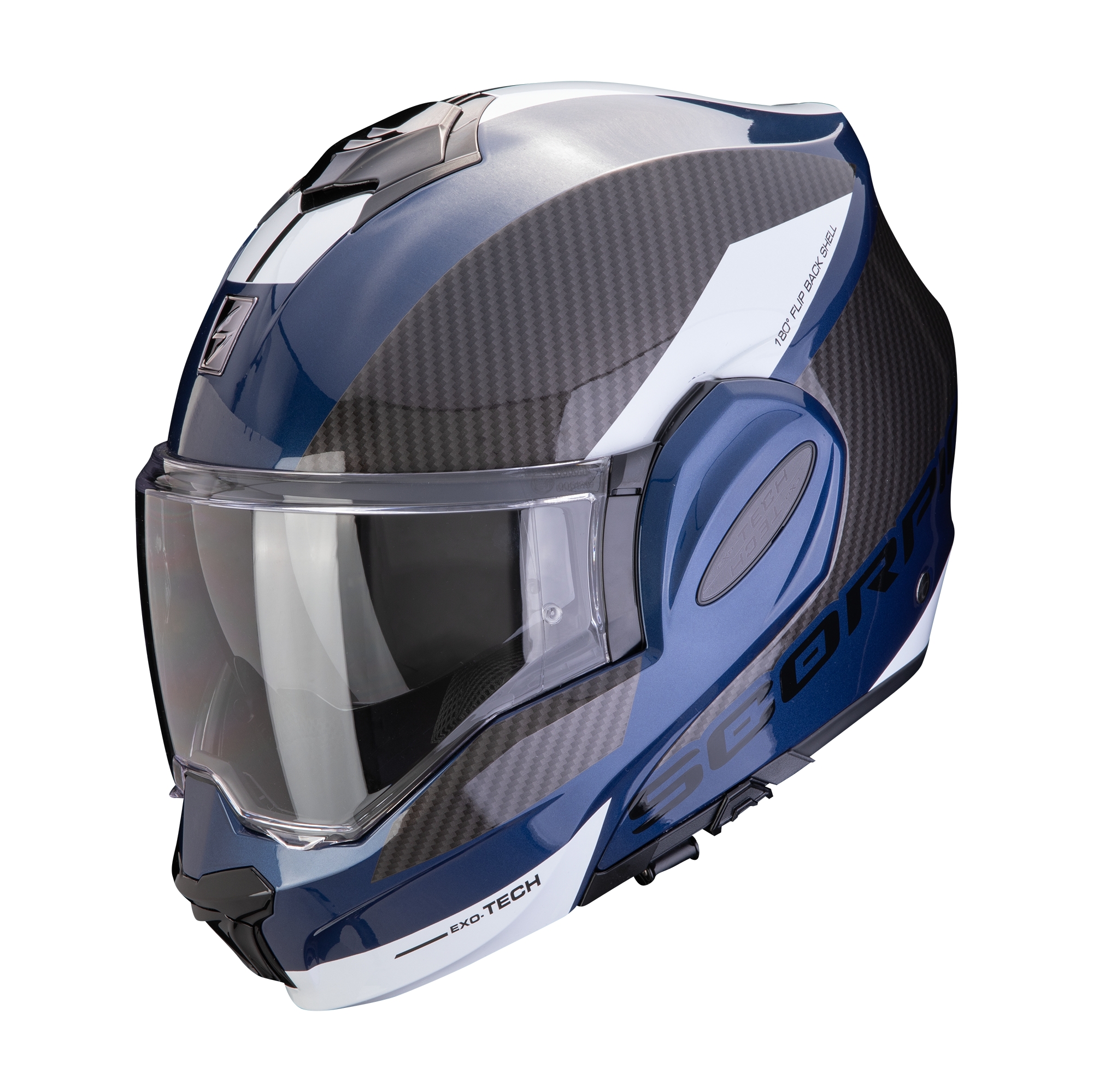 Překlápěcí helma na motorku Scorpion EXO-TECH EVO TEAM modro-černo-bílá Velikost: XL