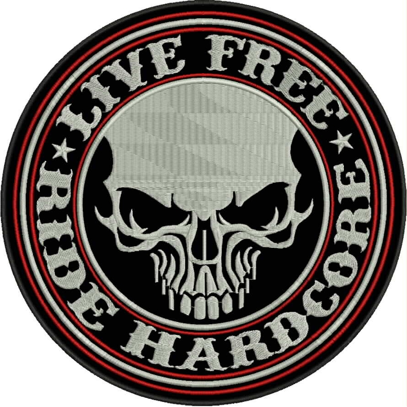 Nášivka Live free - Ride hardcore s červeným detailem