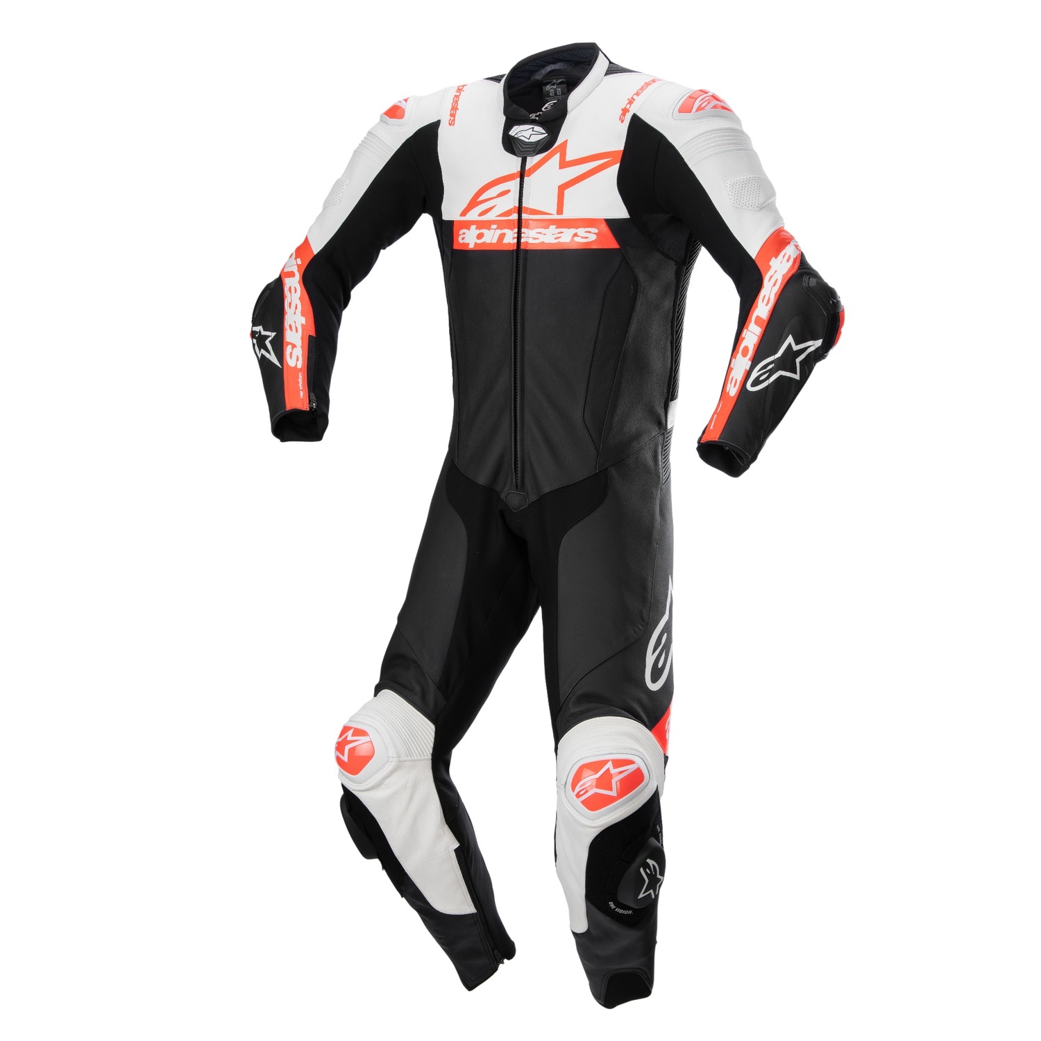 Kožená kombinéza na motorku Alpinestars Missile 2 Ward černo-bílo-fluo červená Velikost: 46
