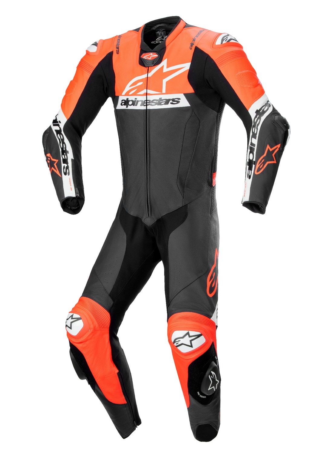 Kožená kombinéza na motorku Alpinestars Missile 2 Ward černo-fluo červeno-bílá Velikost: 46