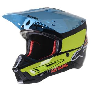 Motokrosová helma Alpinestars S-M5 Speed černo-fluo žluto-světle modrá lesklá