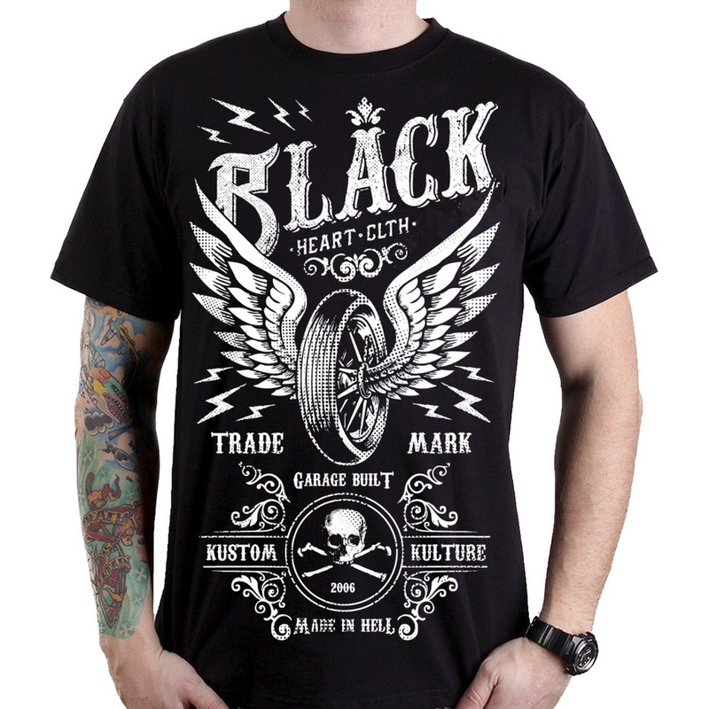 Pánské triko Black Heart Moto Wings výprodej