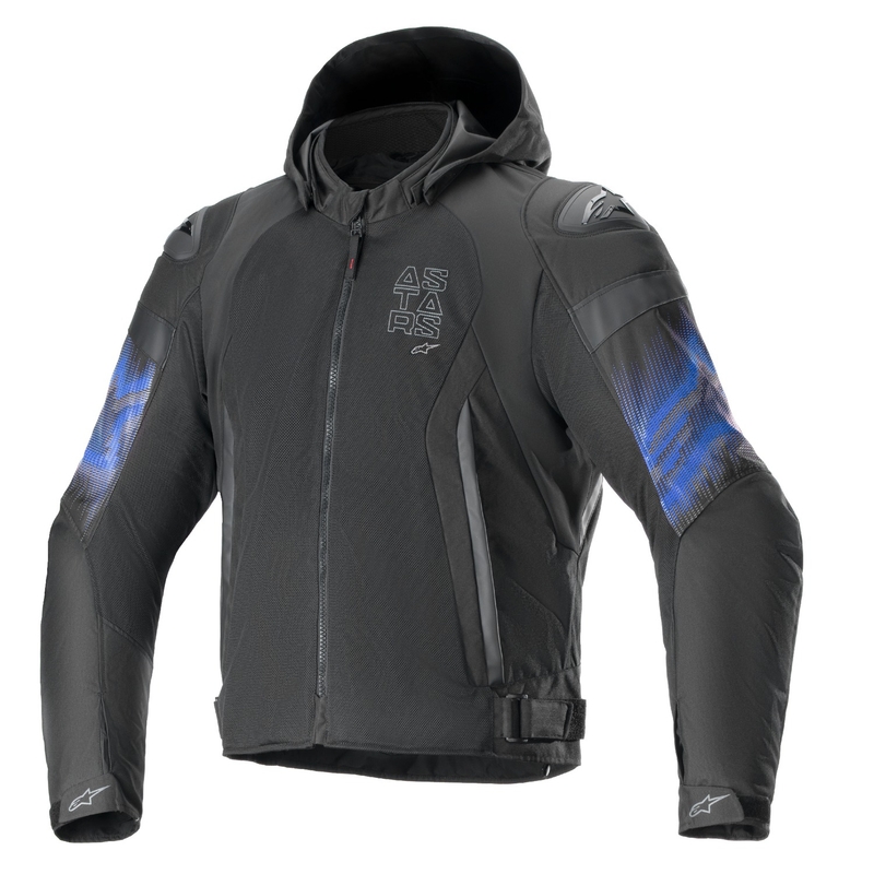 Bunda na motorku Alpinestars Zaca Air Venom Waterproof černo/fluo modrá