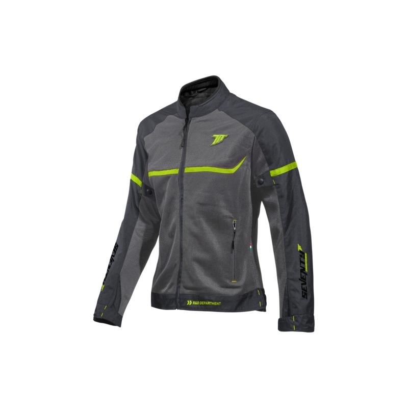 Dámská bunda na motorku SEVENTY DEGREES SD-JR30.2 Mojave šedo-fluo žlutá