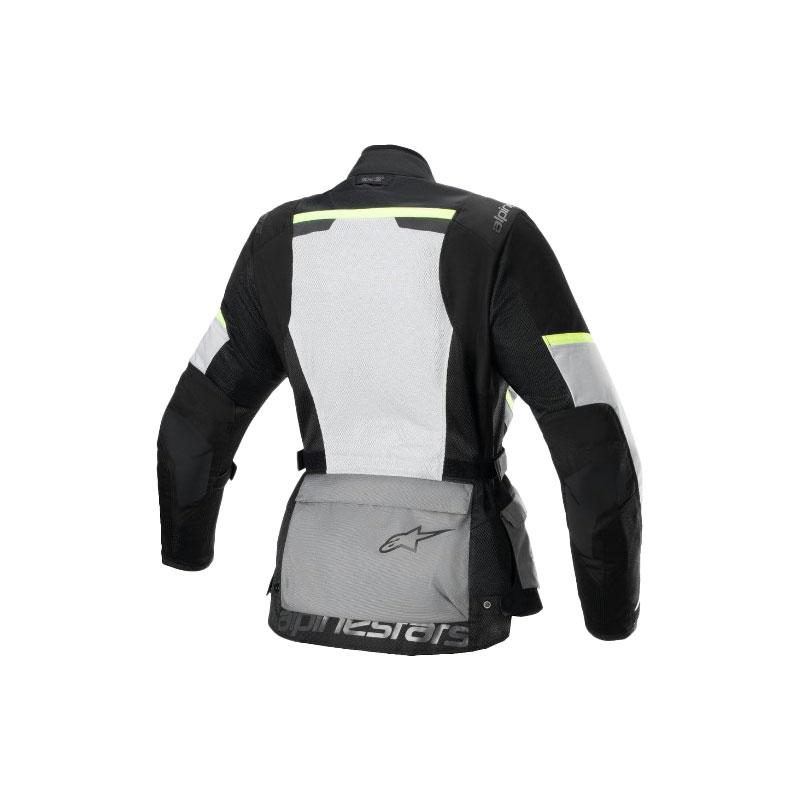 Dámská bunda na motorku Alpinestars Stella Andes Air Drystar světle šedo-tmavě šedo-černo-fluo žlutá