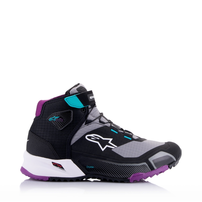Dámské boty na motorku Alpinestars Stella CR-X Drystar černo-šedo-fialovo-tyrkysové