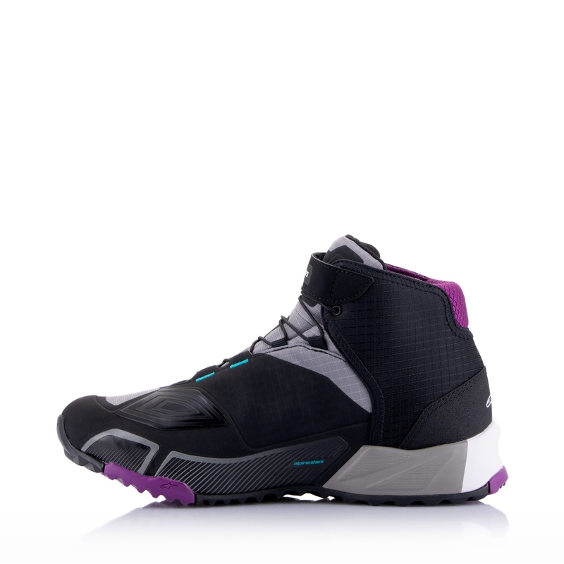Dámské boty na motorku Alpinestars Stella CR-X Drystar černo-šedo-fialovo-tyrkysové