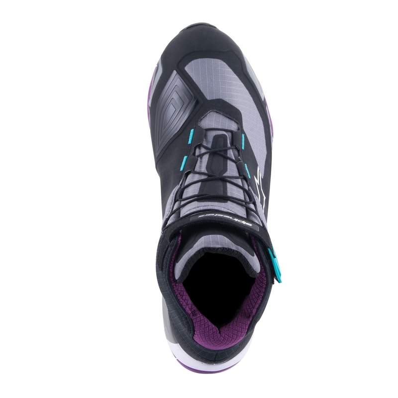 Dámské boty na motorku Alpinestars Stella CR-X Drystar černo-šedo-fialovo-tyrkysové
