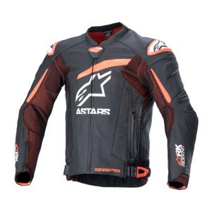 Kožená bunda na motorku Alpinestars GP Plus R 4 Rideknit černo-fluo červeno-bílá
